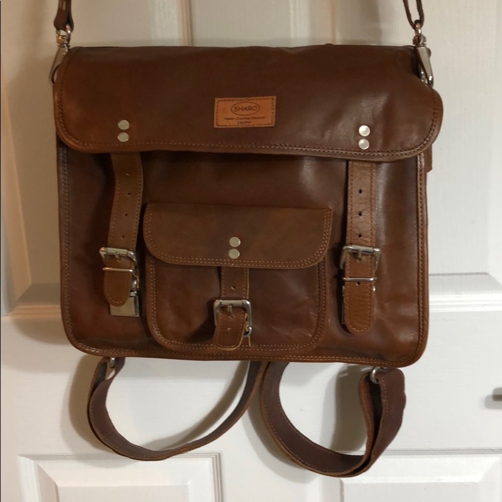 Sharo 3-in-1 leather bag -brief/messenger/backpack